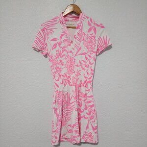Lilly Pulitzer Love Active Dress UPF 50+ XS Pink White Floral Glisten In The Sun